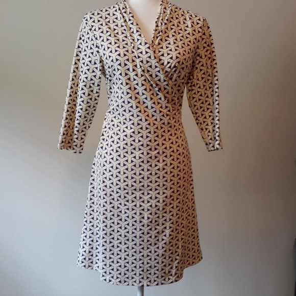 J. McLaughlin Catalina Wrap Dress Cream/Purple M